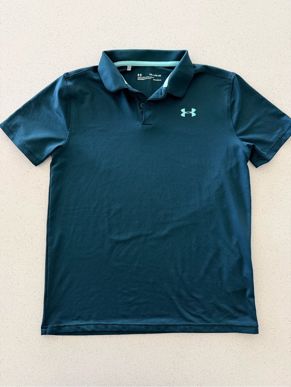 Under Armour Boys Youth Tech Polo Shirt Teal/ Blue Green Size YXL